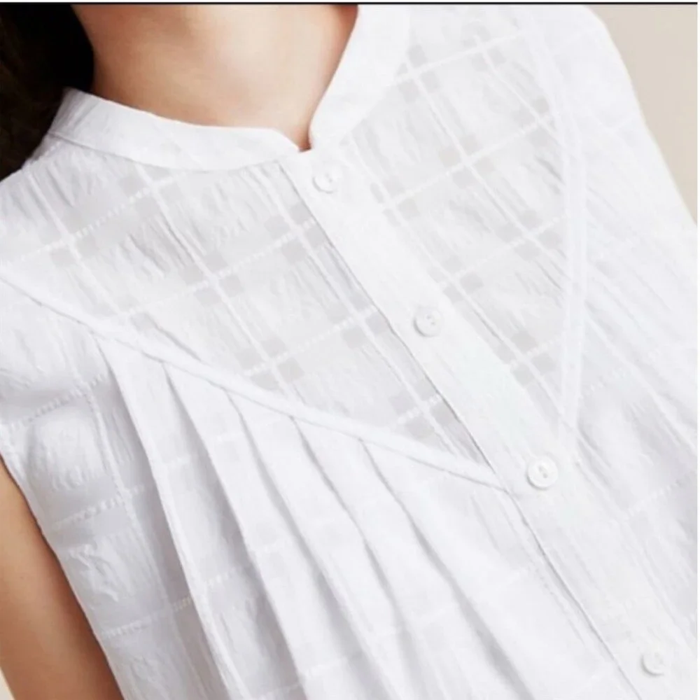 NWT Anthropologie Current Air Piper Windowpane Tank Top White Medium - Picture 3 of 9